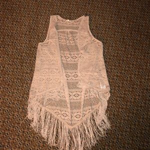 Crochet vest with fringe
